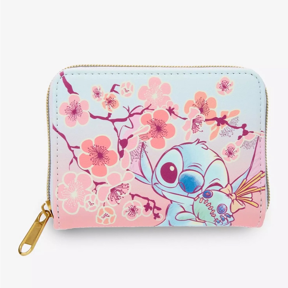 NEW Loungefly Disney Stitch & Scrump Cherry Blossoms Mini Zipper Wallet 🌸 - Picture 5 of 7